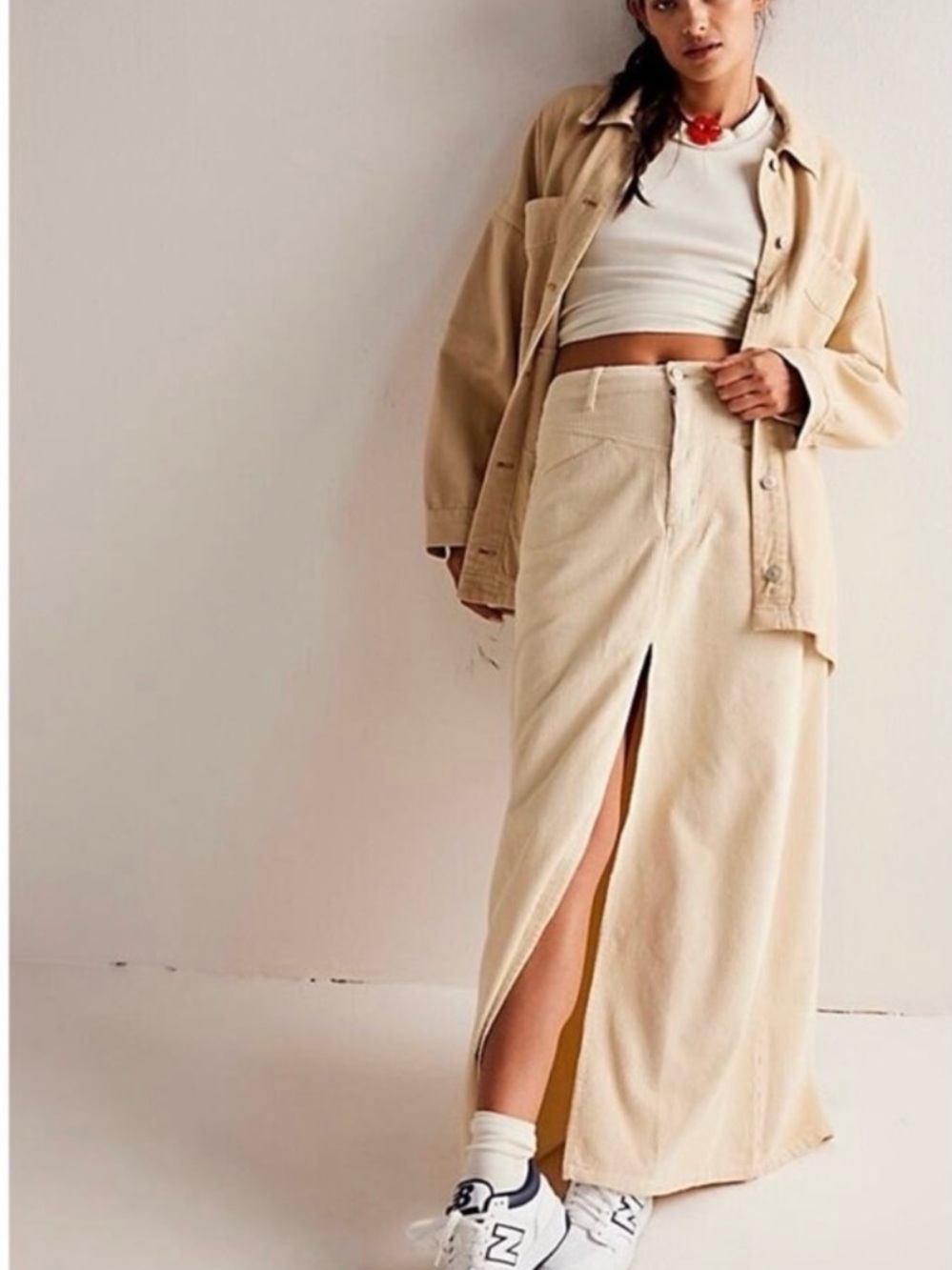Free People Cream Vegan Maxi Skirt. NWOT Sz 6 - Picture 13 of 14